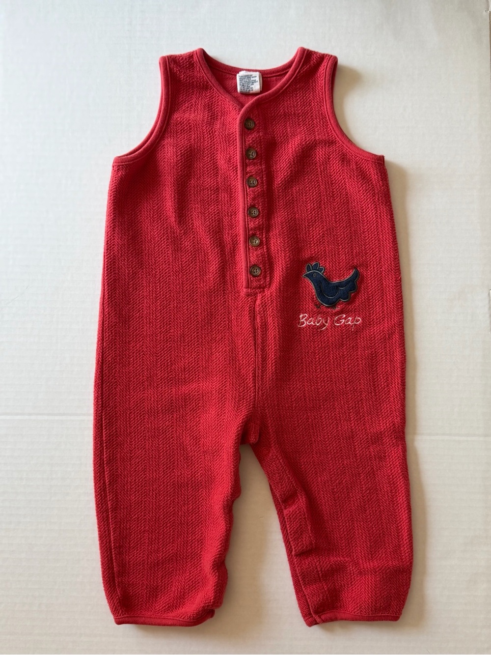 Baby Gap 18-24M Red Cotton Romper Chicken Appliqué One Piece
